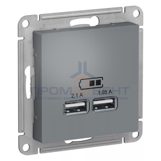 Зарядка USB  5В, 1 порт x 2,1 А, 2 порта х 1,05 А SE AtlasDesign, грифель