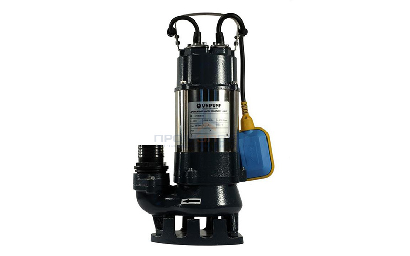 Насос фекальный UNIPUMP FEKAPUMP V1100 F - 1,1 кВт (однофазный, Hmax 9м, Qmax 333л/мин,кабель 6м)