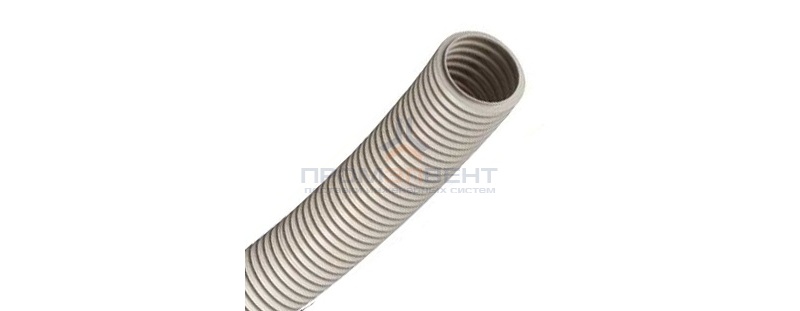 Труба ПВХ гибкая гофр. д.20мм, тяжёлая без протяжки, цвет серый [бухта 100м]
