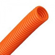 Труба ПНД гофрированная DKC д.32мм, лёгкая  с протяжкой, цвет оранжевый [бухта 25м]