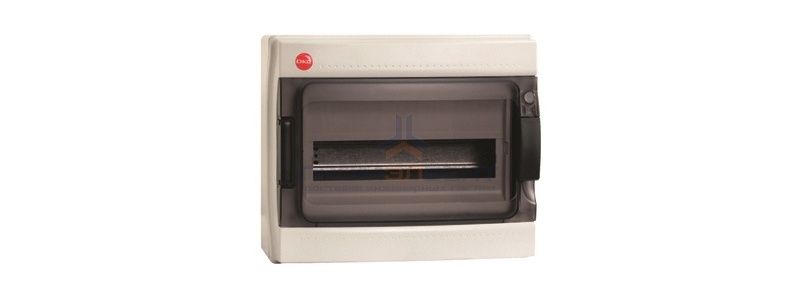 Щиток настенный DKC на 12 модулей IP65 серый с прозрачной дверцей с клеммником 87512 и замком