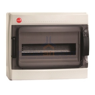 Щиток настенный DKC на 12 модулей IP65 серый с прозрачной дверцей с клеммником 87512 и замком